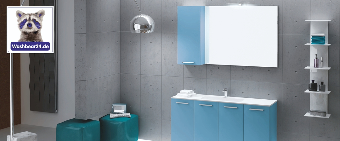 Blaue Badmöbel und Waschtische in Blau bei Washbear24.de